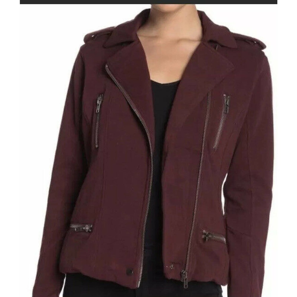 chaser Women’s XS Burgundy Fleece zip front motorcycle jacket